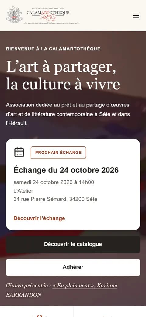 Accueil du site La Calamartothèque sur téléphone