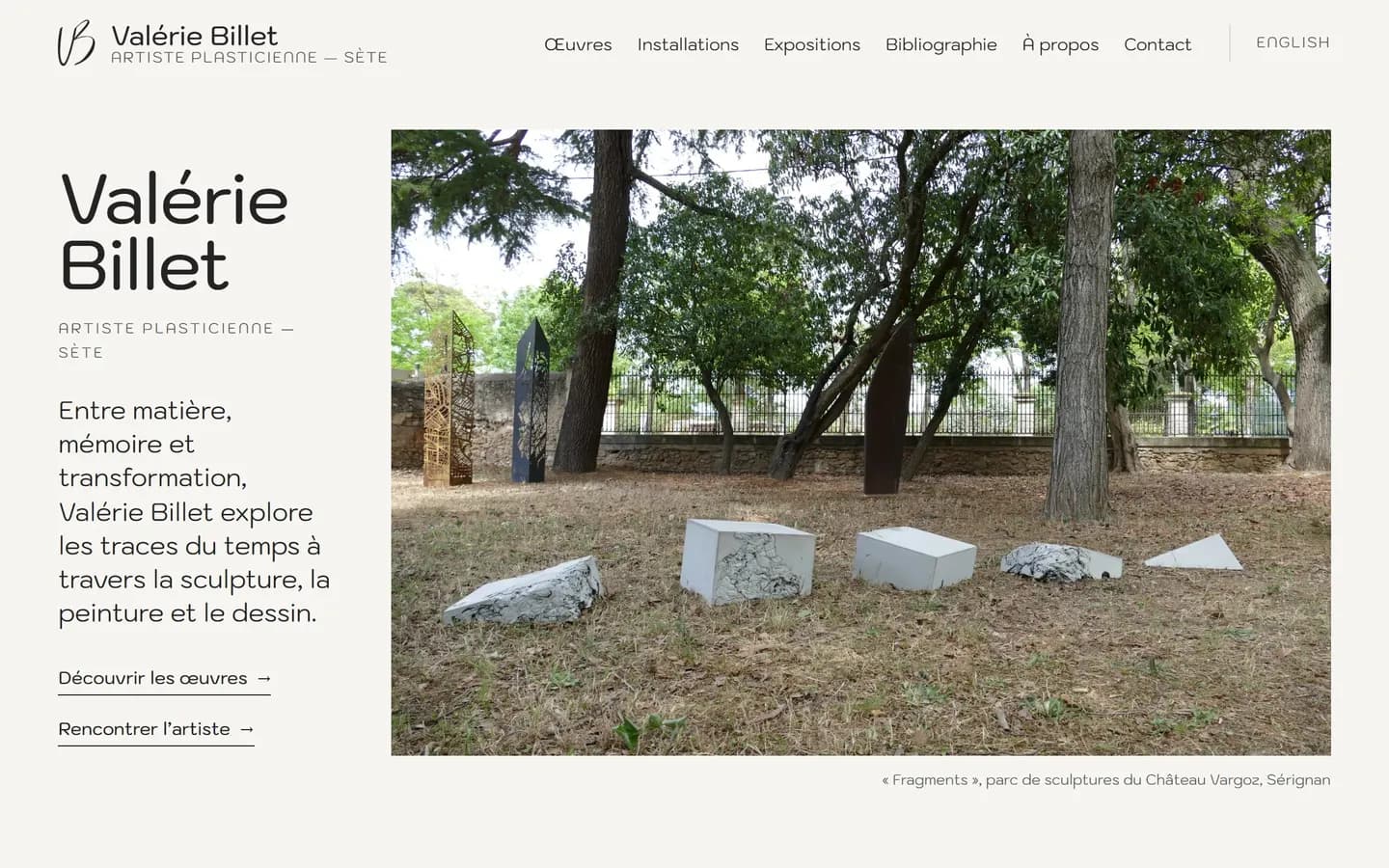 Accueil du site Valérie Billet sur ordinateur